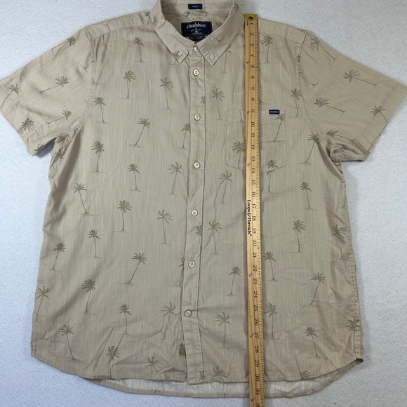Chubbies Shirt Mens XL Tan Friday Palm Tree Print Button Up Short Sleeve‎ NWOT - Picture 6 of 9